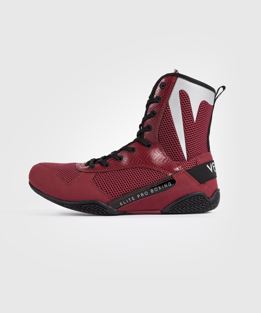 venum elite boksschoenen - bordeauxrood zilver