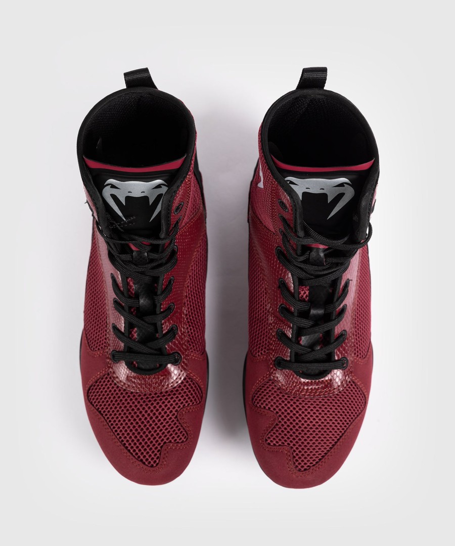 venum elite boksschoenen - bordeauxrood zilver