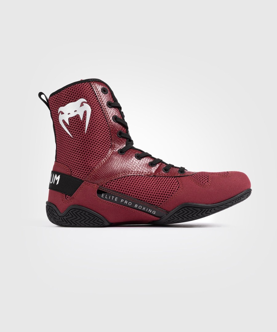 venum elite boksschoenen - bordeauxrood zilver