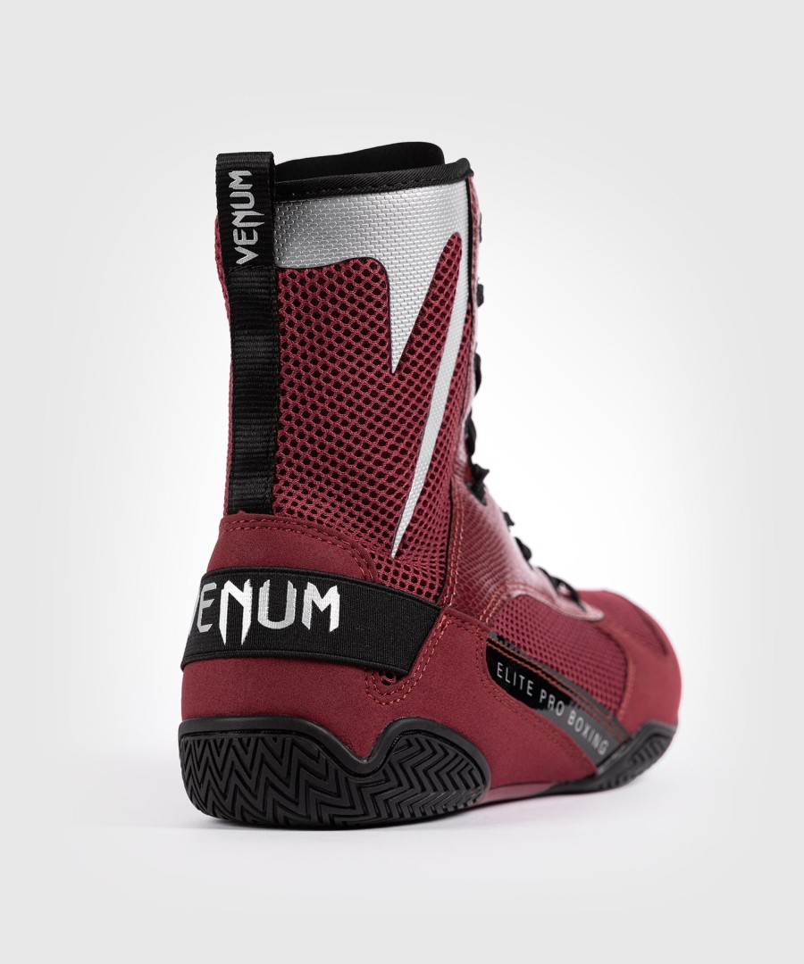 venum elite boksschoenen - bordeauxrood zilver