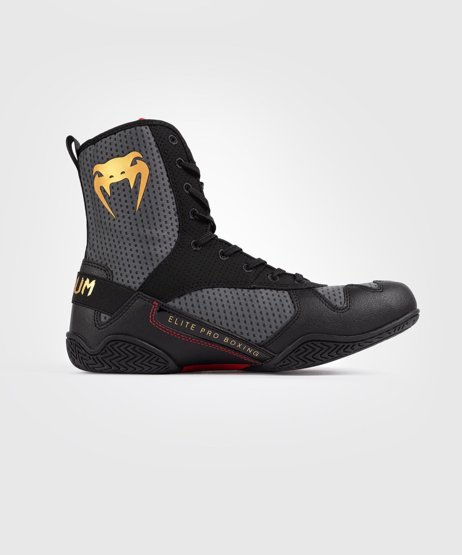 venum elite boksschoenen - stormgrijs goud