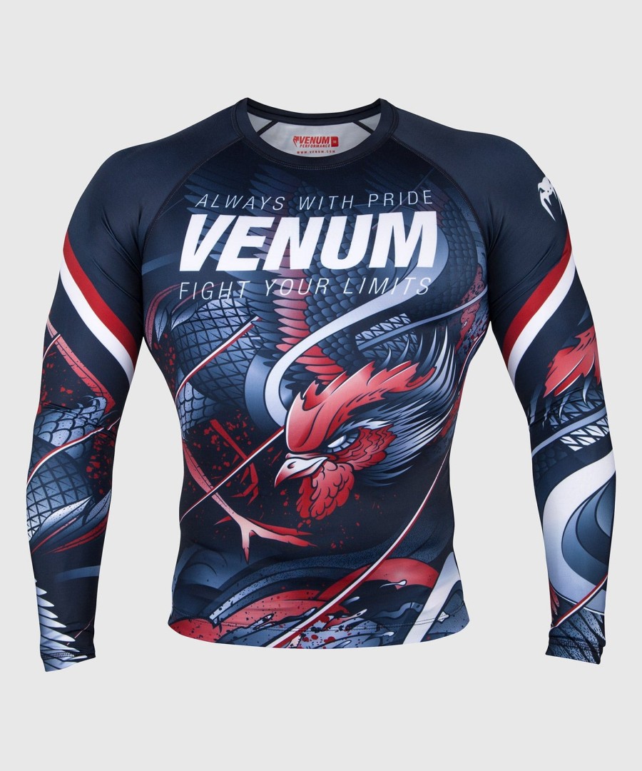 venum rooster rashguard - lange mouwen - marineblauworanje