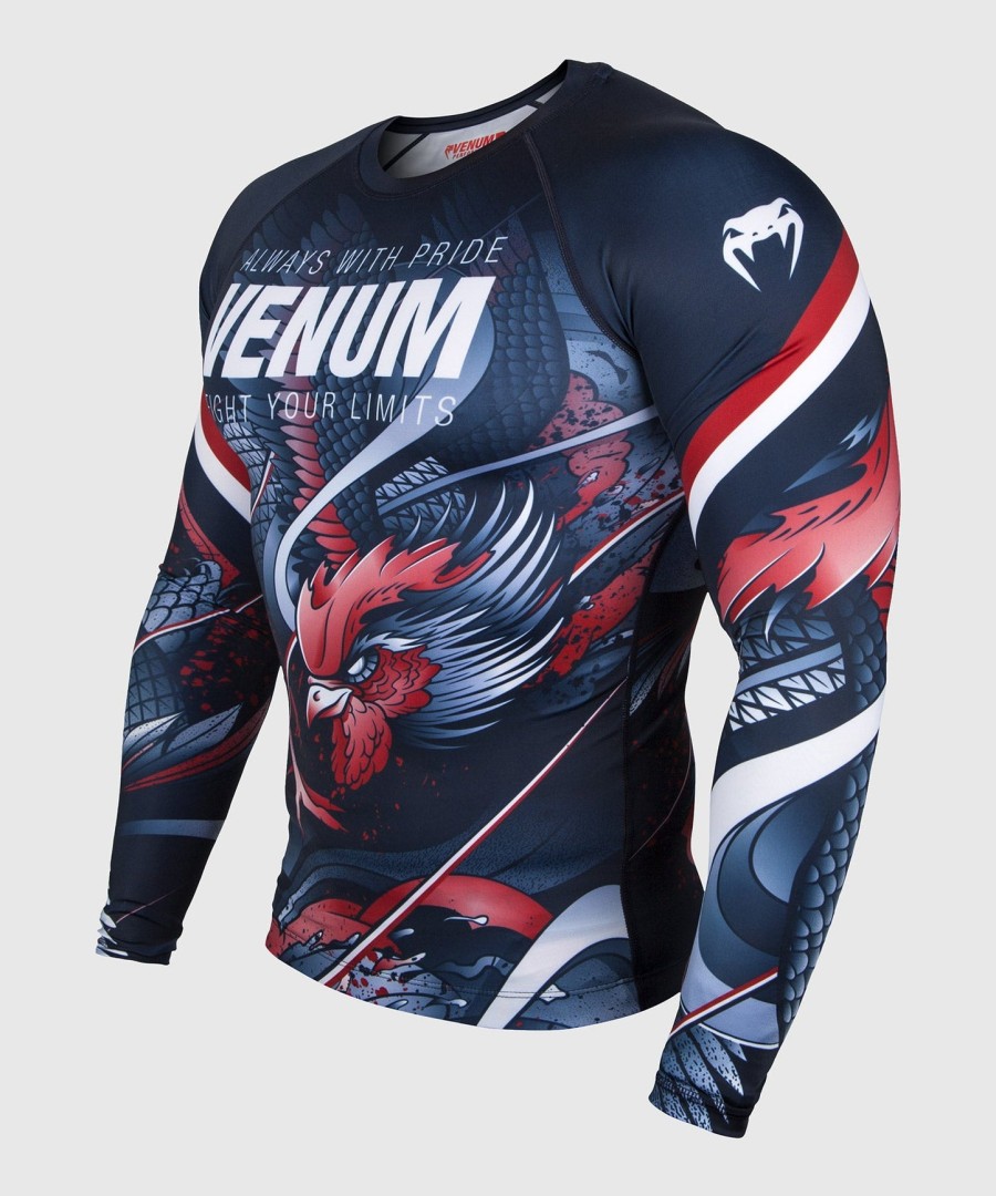 venum rooster rashguard - lange mouwen - marineblauworanje