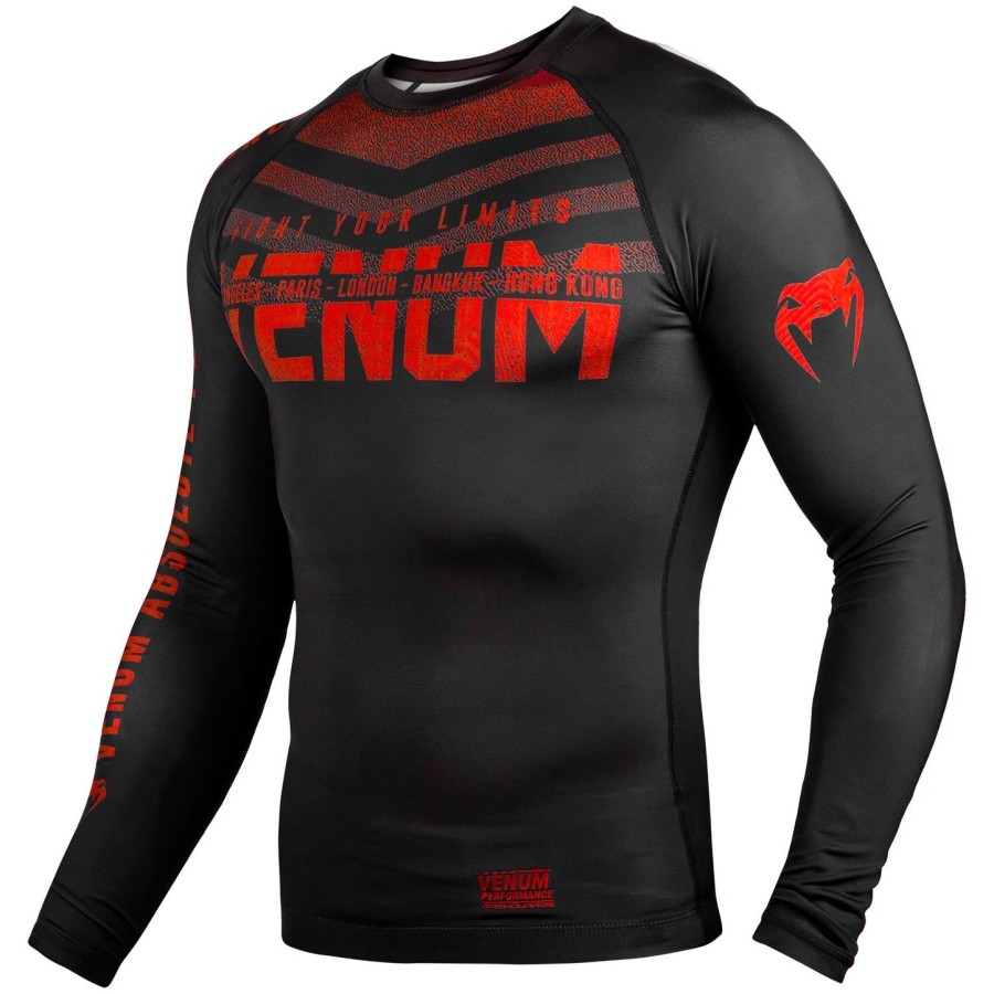 venum signature rashguard - lange mouwen - zwartrood