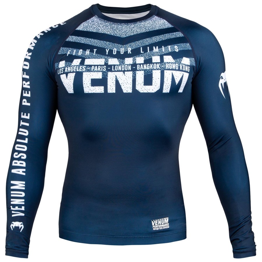 venum signature rashguard - lange mouwen - marineblauwwit