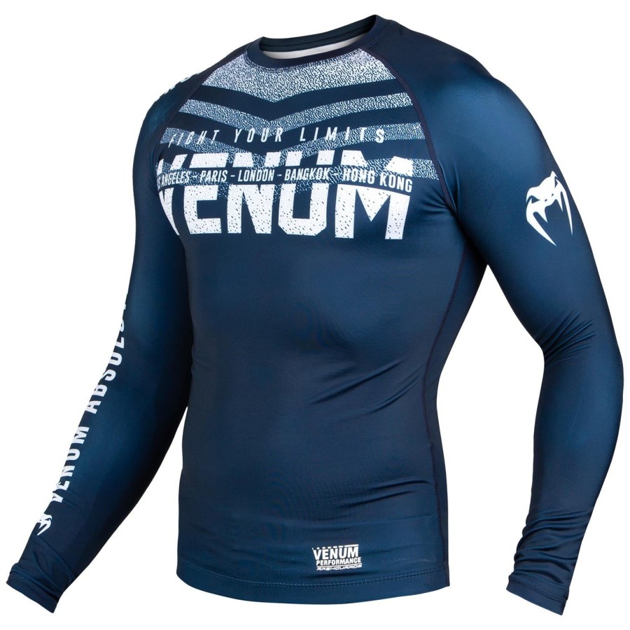 venum signature rashguard - lange mouwen - marineblauwwit