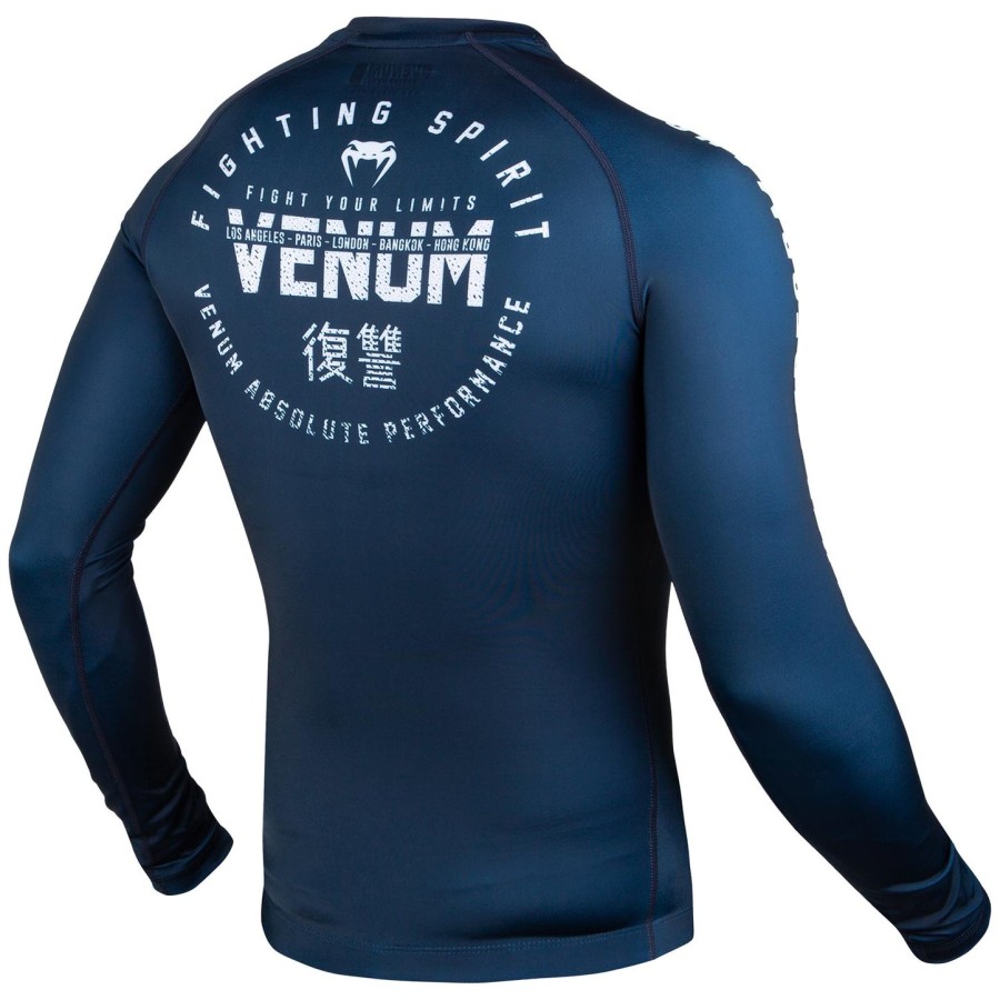 venum signature rashguard - lange mouwen - marineblauwwit