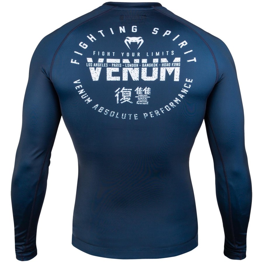 venum signature rashguard - lange mouwen - marineblauwwit