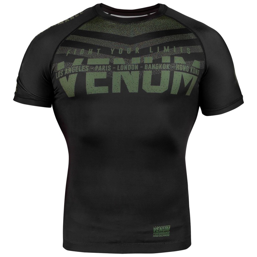 venum signature rashguard - korte mouwen - zwartkhaki - exclusief