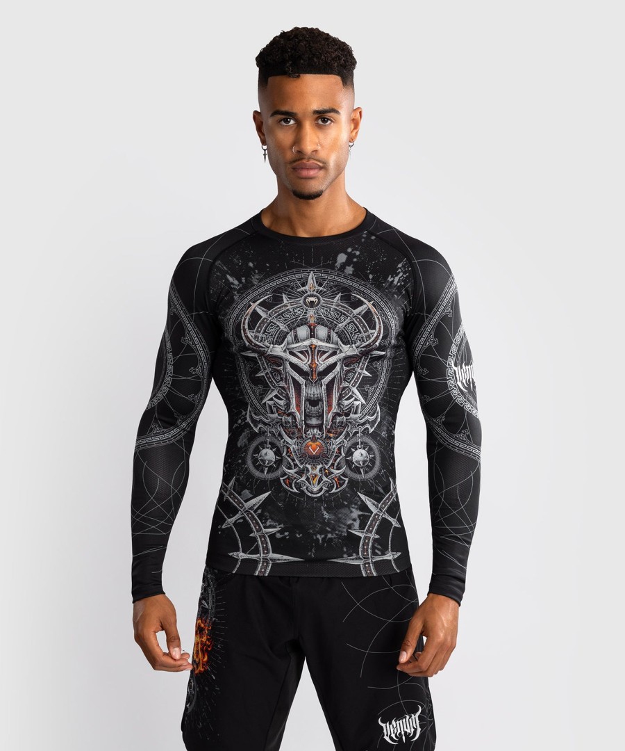 venum gladiator 5.0 heren rashguard met lange mouwen - zwartzilver