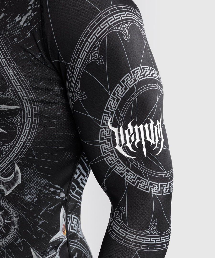 venum gladiator 5.0 heren rashguard met lange mouwen - zwartzilver