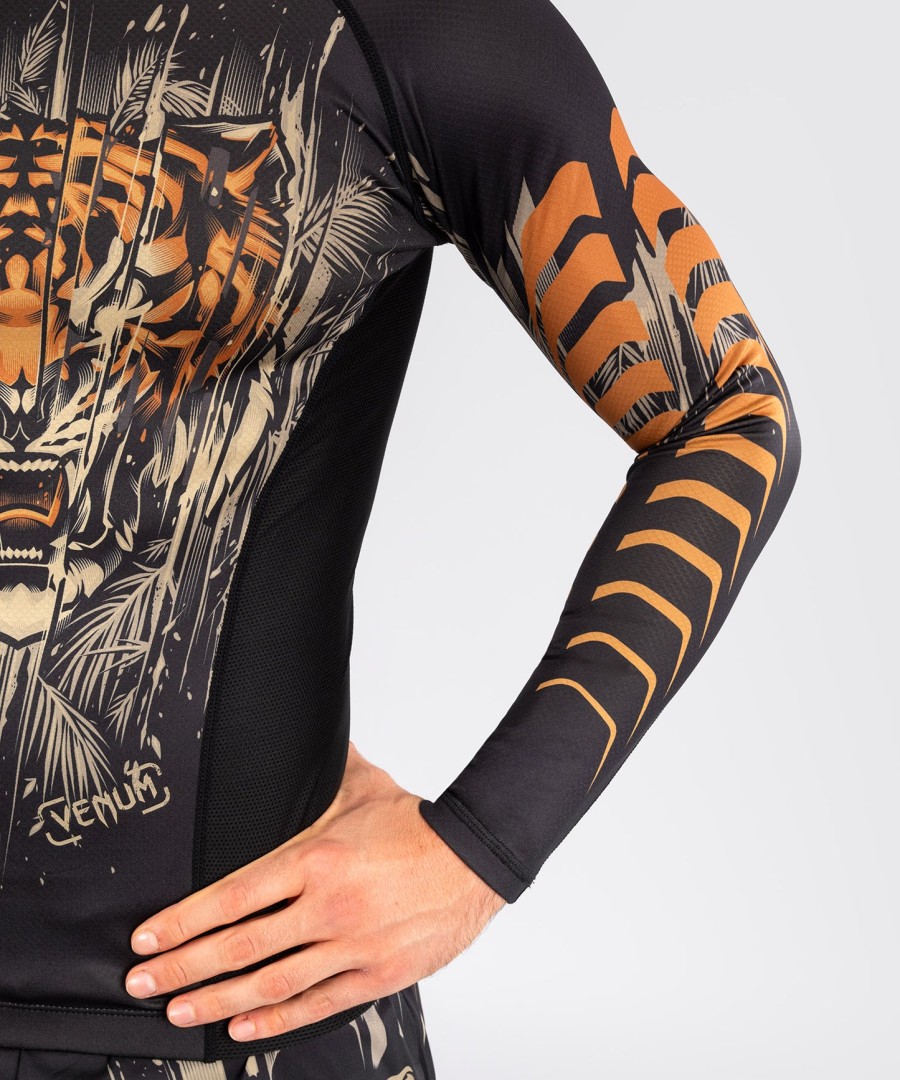 venum tiger rashguard met lange mouwen voor heren - zwartneonoranje