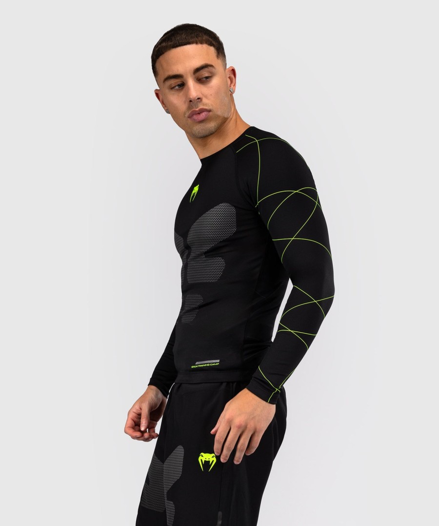 venum training camp 4.0 rashguard met lange mouwen - zwartneongroen