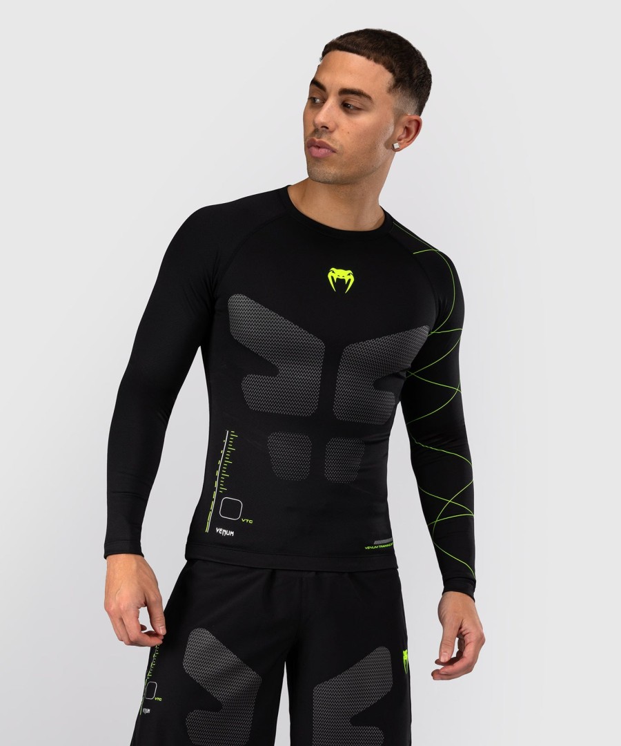 venum training camp 4.0 rashguard met lange mouwen - zwartneongroen