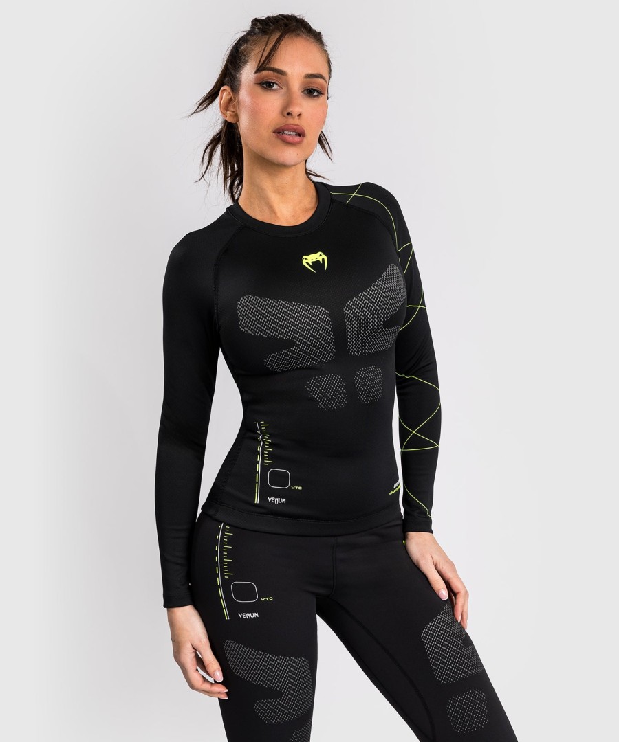 venum training camp 4.0 rashguard met lange mouwen - zwartneongroen