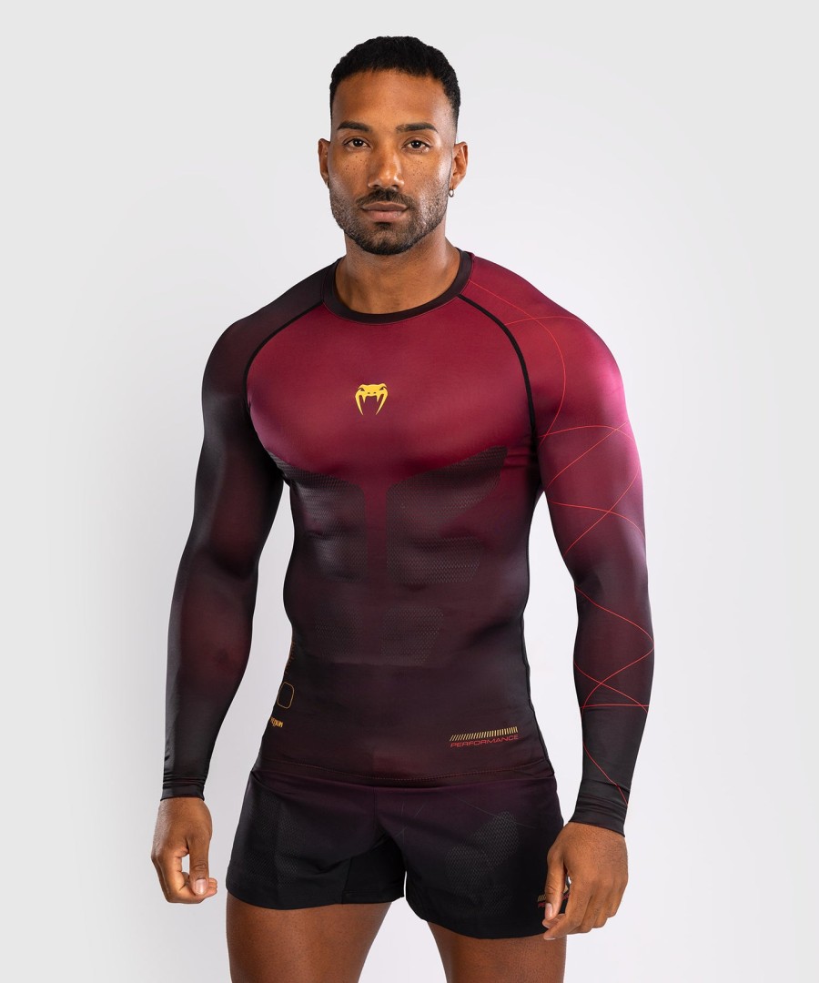 venum tactical xt rashguard met lange mouwen voor heren - zwartbordeauxgoud