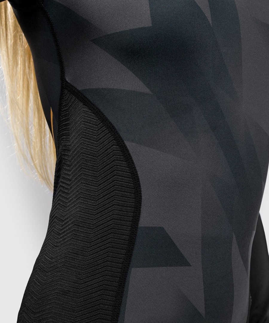 venum razor rashguard - lange mouwen - voor dames - zwartgoud