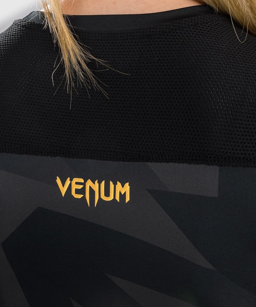 venum razor rashguard - lange mouwen - voor dames - zwartgoud