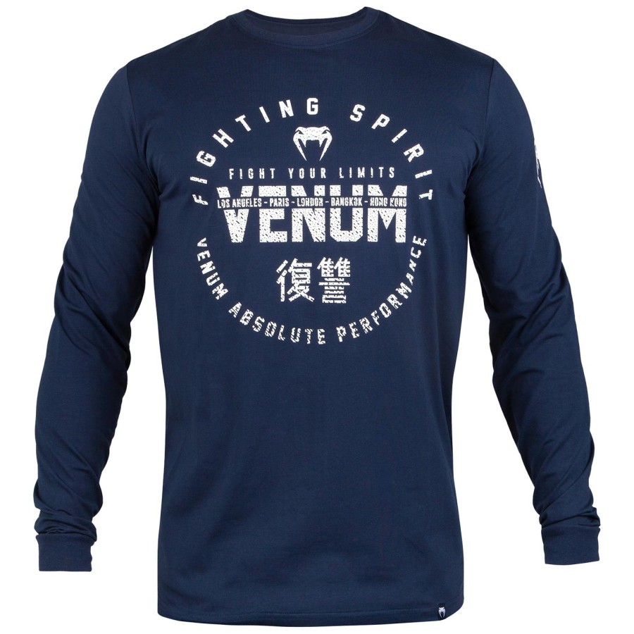 venum signature t-shirt - lange mouwen - marineblauwwit