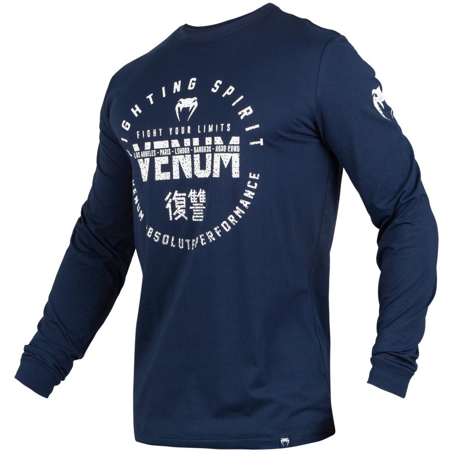 venum signature t-shirt - lange mouwen - marineblauwwit