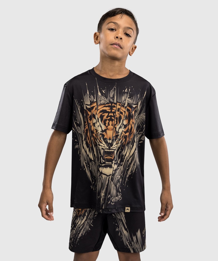 venum tiger dry tech t-shirt voor kinderen - zwartneonoranje