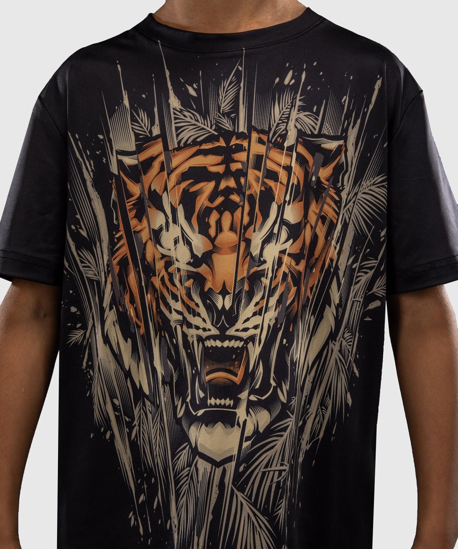 venum tiger dry tech t-shirt voor kinderen - zwartneonoranje