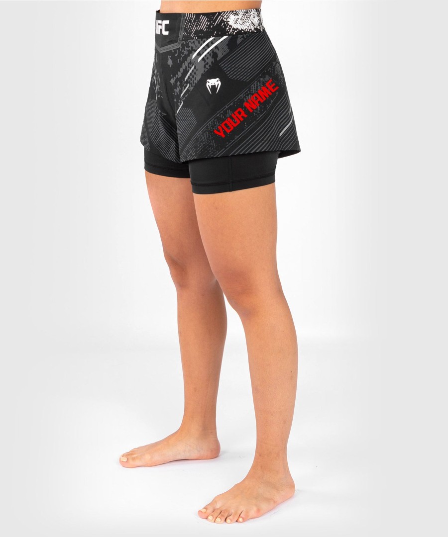 ufc adrenaline by venum gepersonaliseerde authentieke fight night dames vechtshort - zwart