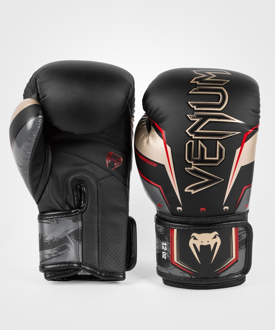 venum elite evo bokshandschoenen - zwartgoudrood