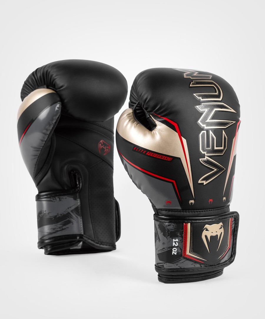 venum elite evo bokshandschoenen - zwartgoudrood