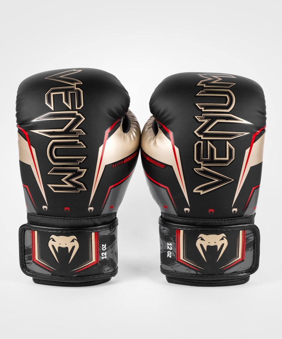 venum elite evo bokshandschoenen - zwartgoudrood