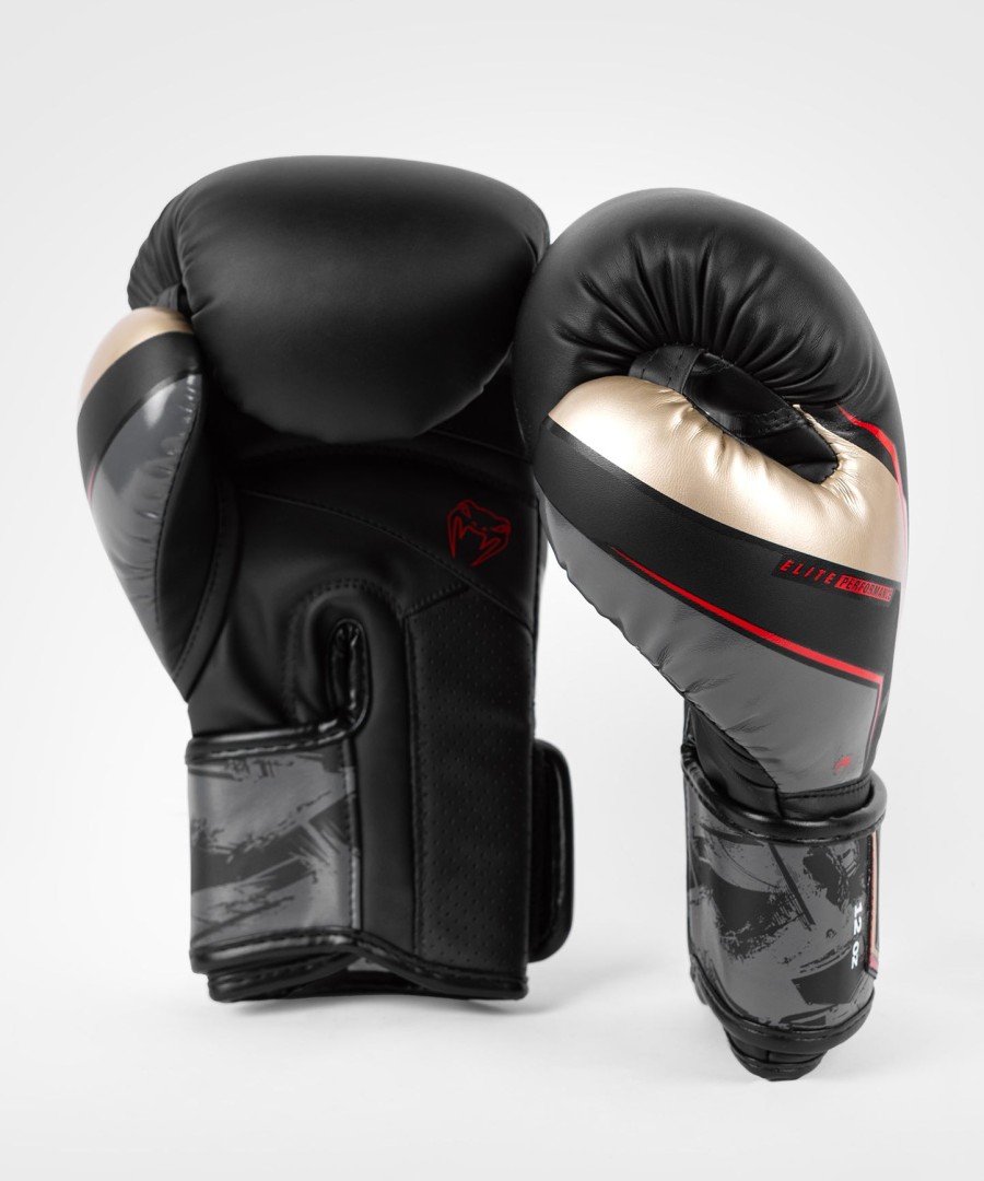 venum elite evo bokshandschoenen - zwartgoudrood