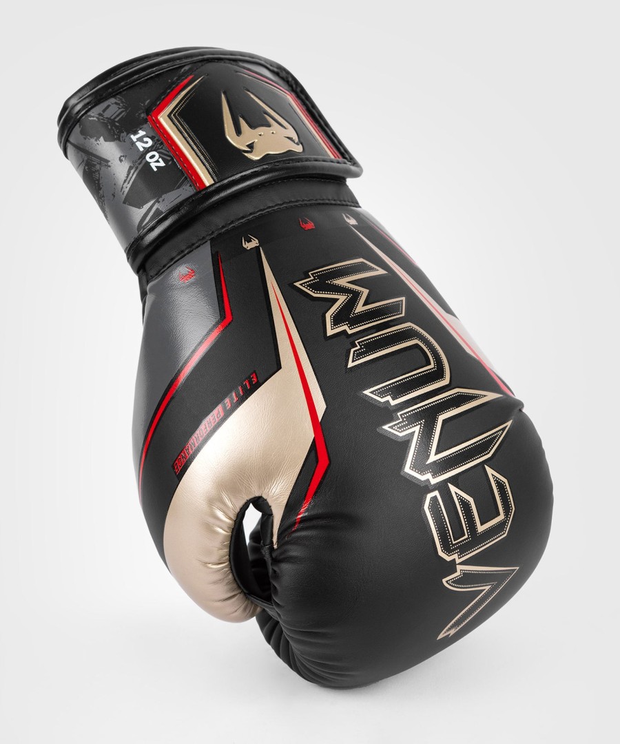 venum elite evo bokshandschoenen - zwartgoudrood