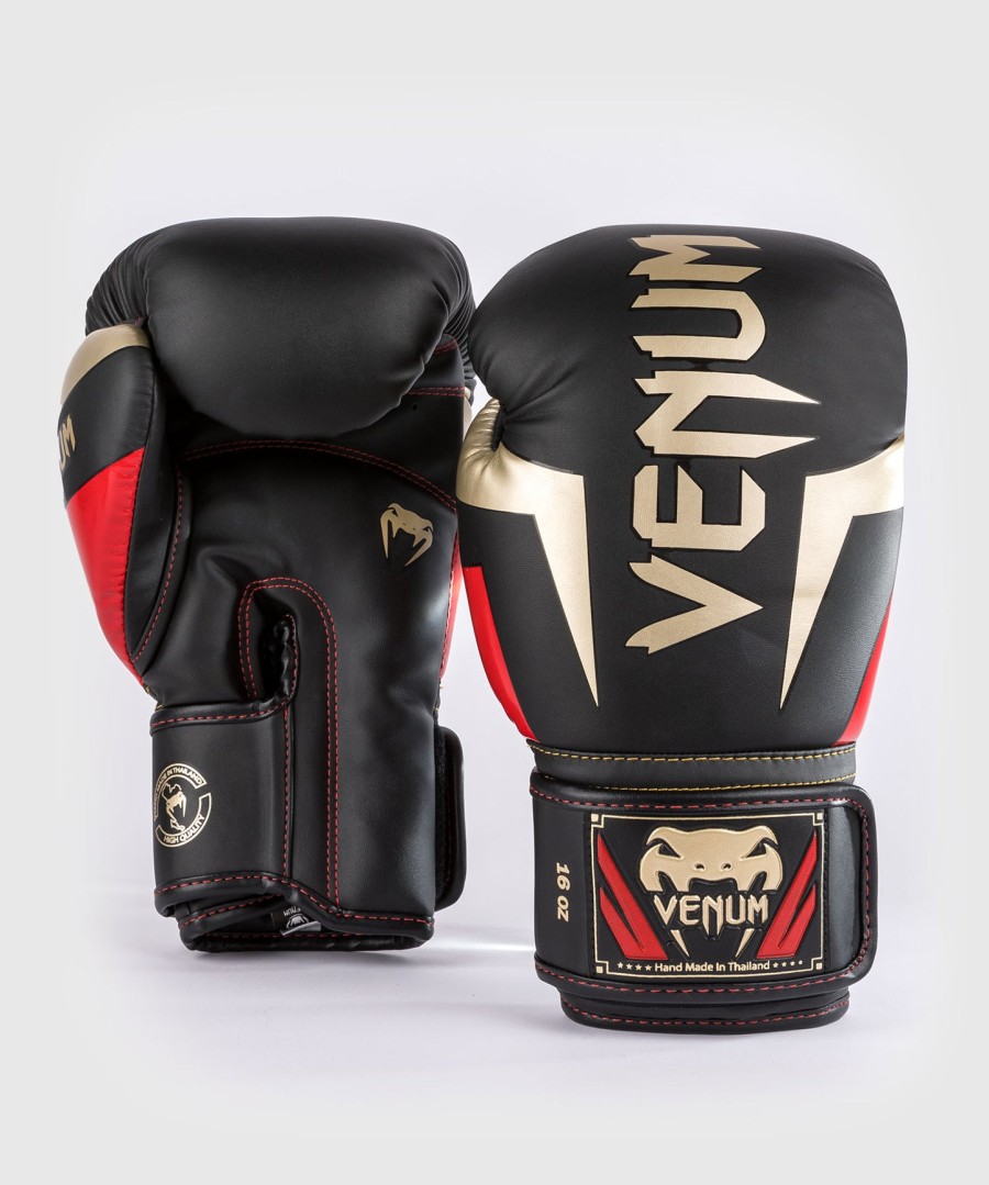 venum elite bokshandschoenen - zwartgoudrood