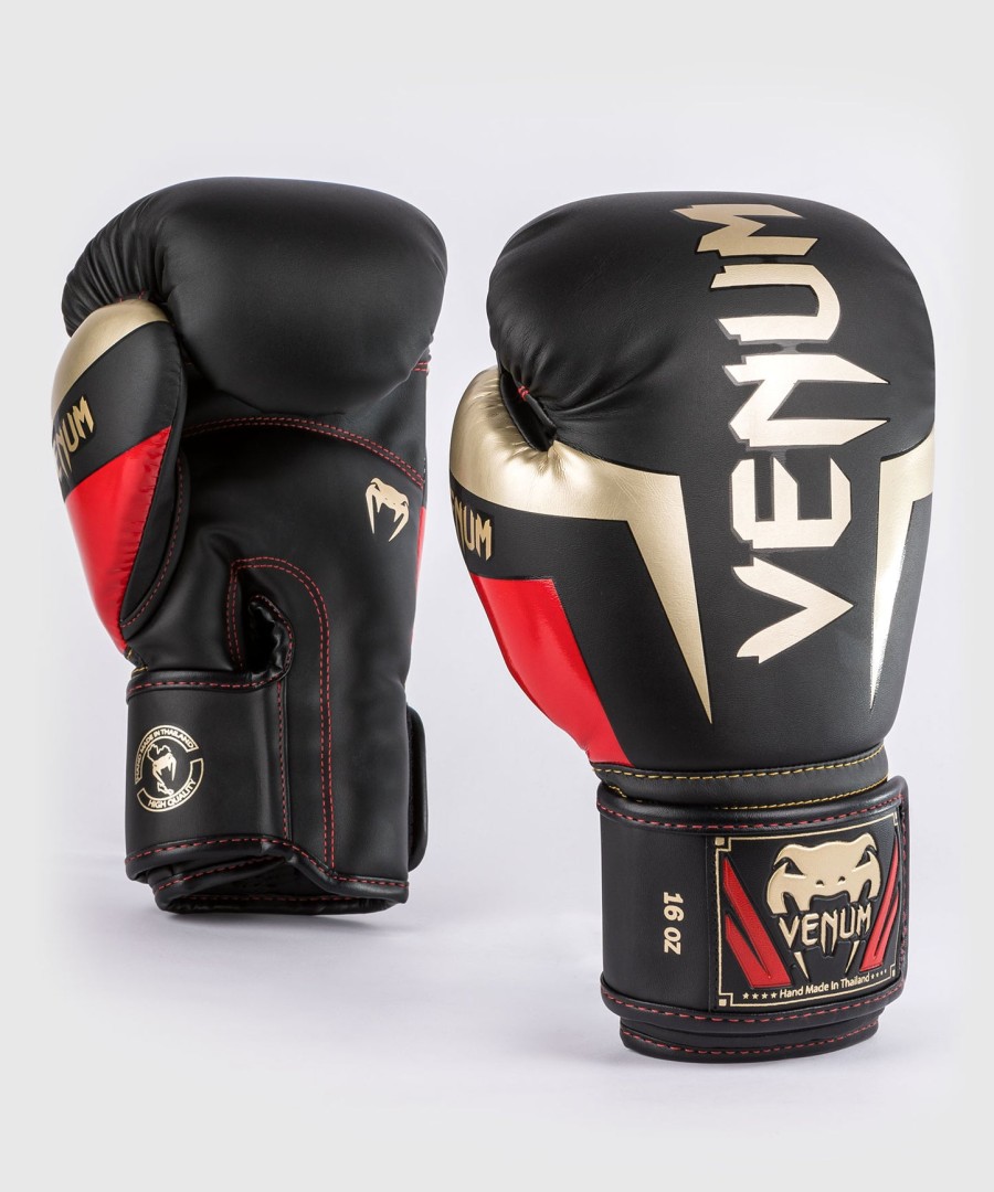 venum elite bokshandschoenen - zwartgoudrood
