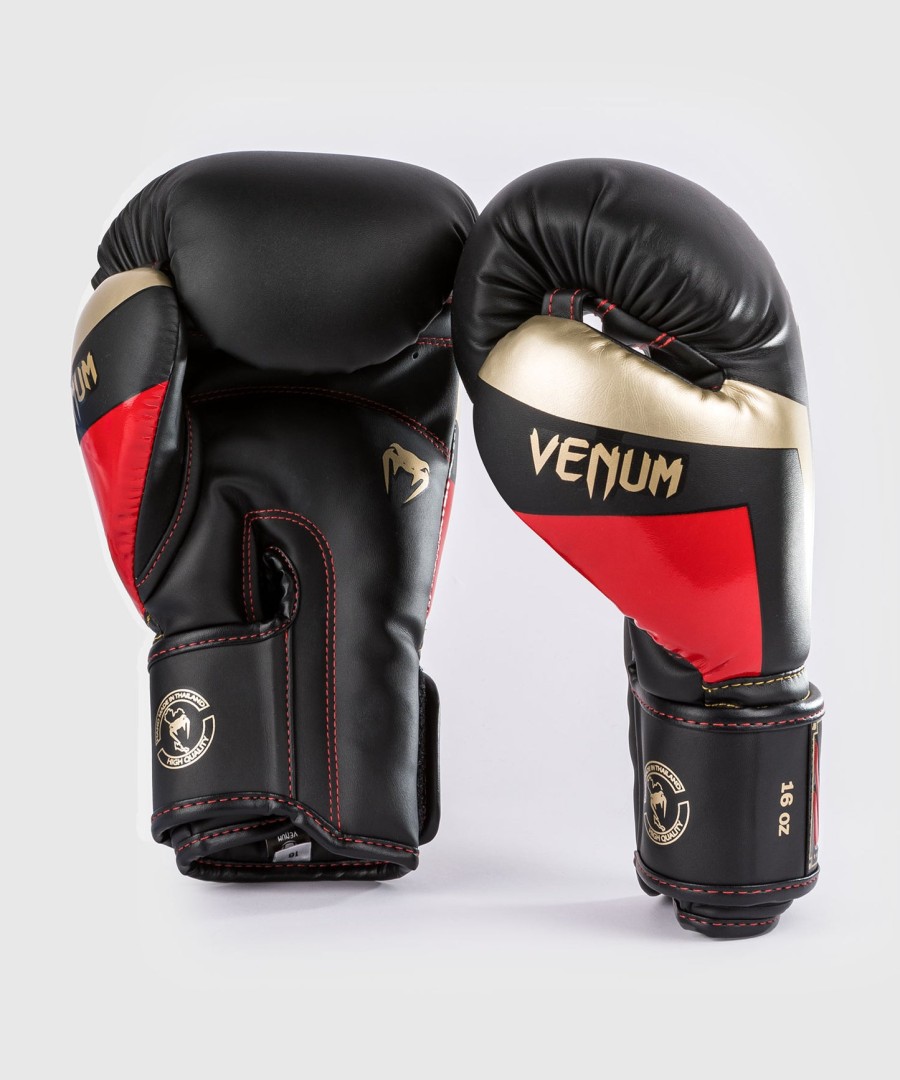 venum elite bokshandschoenen - zwartgoudrood