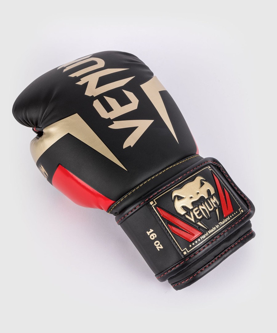 venum elite bokshandschoenen - zwartgoudrood
