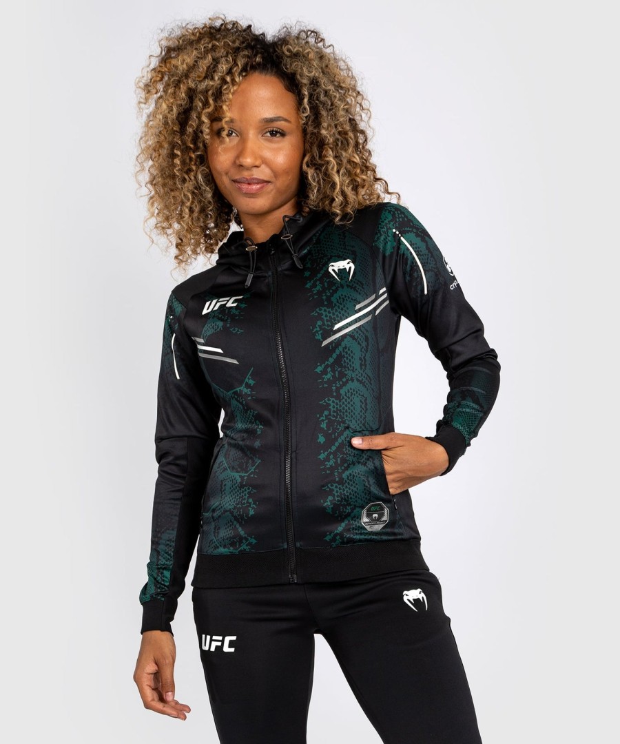 ufc adrenaline by venum authentic fight night women walkout hoodie - emerald edition - groenzwart