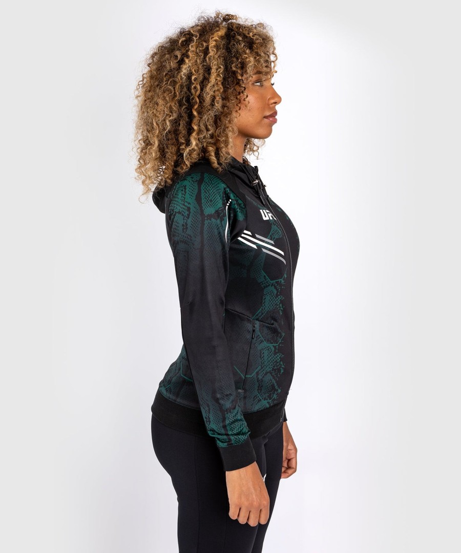 ufc adrenaline by venum authentic fight night women walkout hoodie - emerald edition - groenzwart