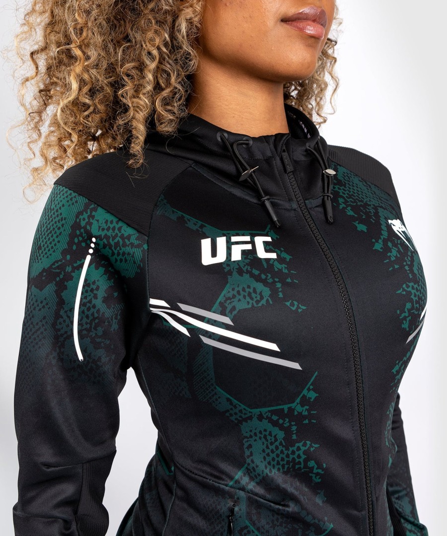 ufc adrenaline by venum authentic fight night women walkout hoodie - emerald edition - groenzwart