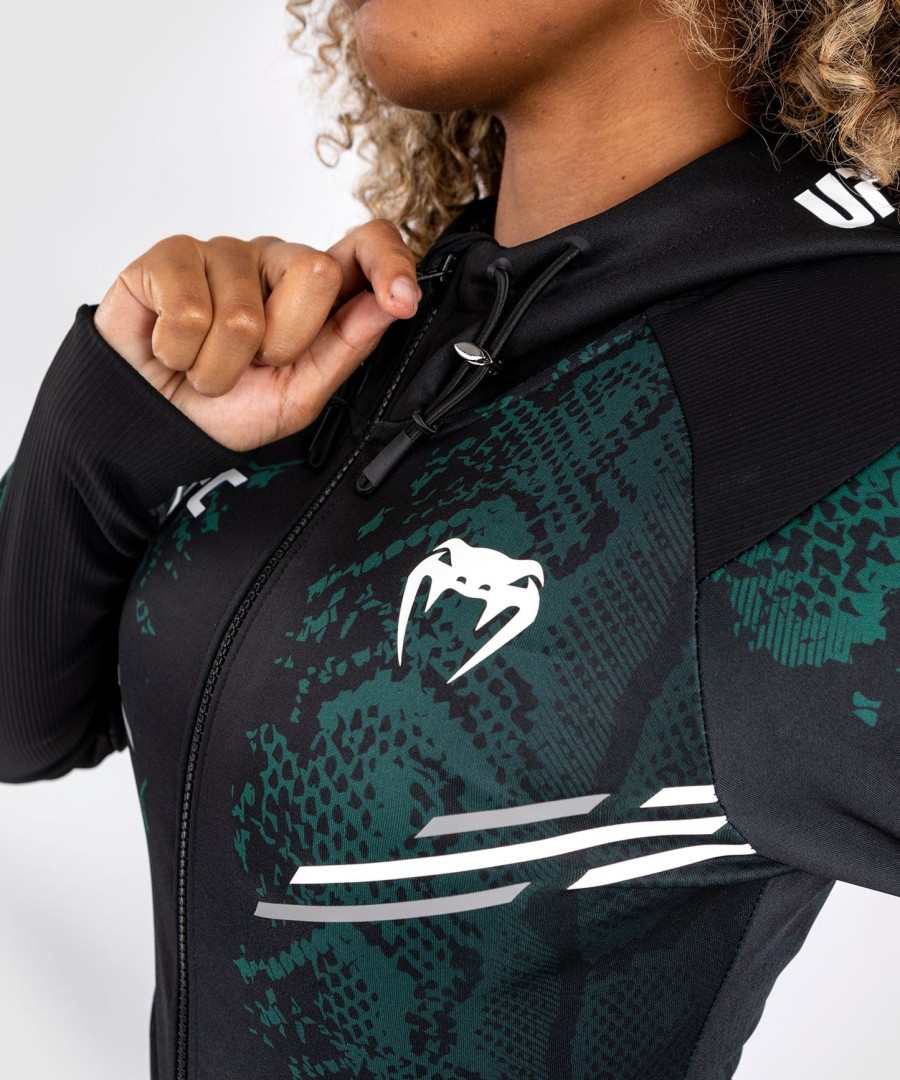 ufc adrenaline by venum authentic fight night women walkout hoodie - emerald edition - groenzwart