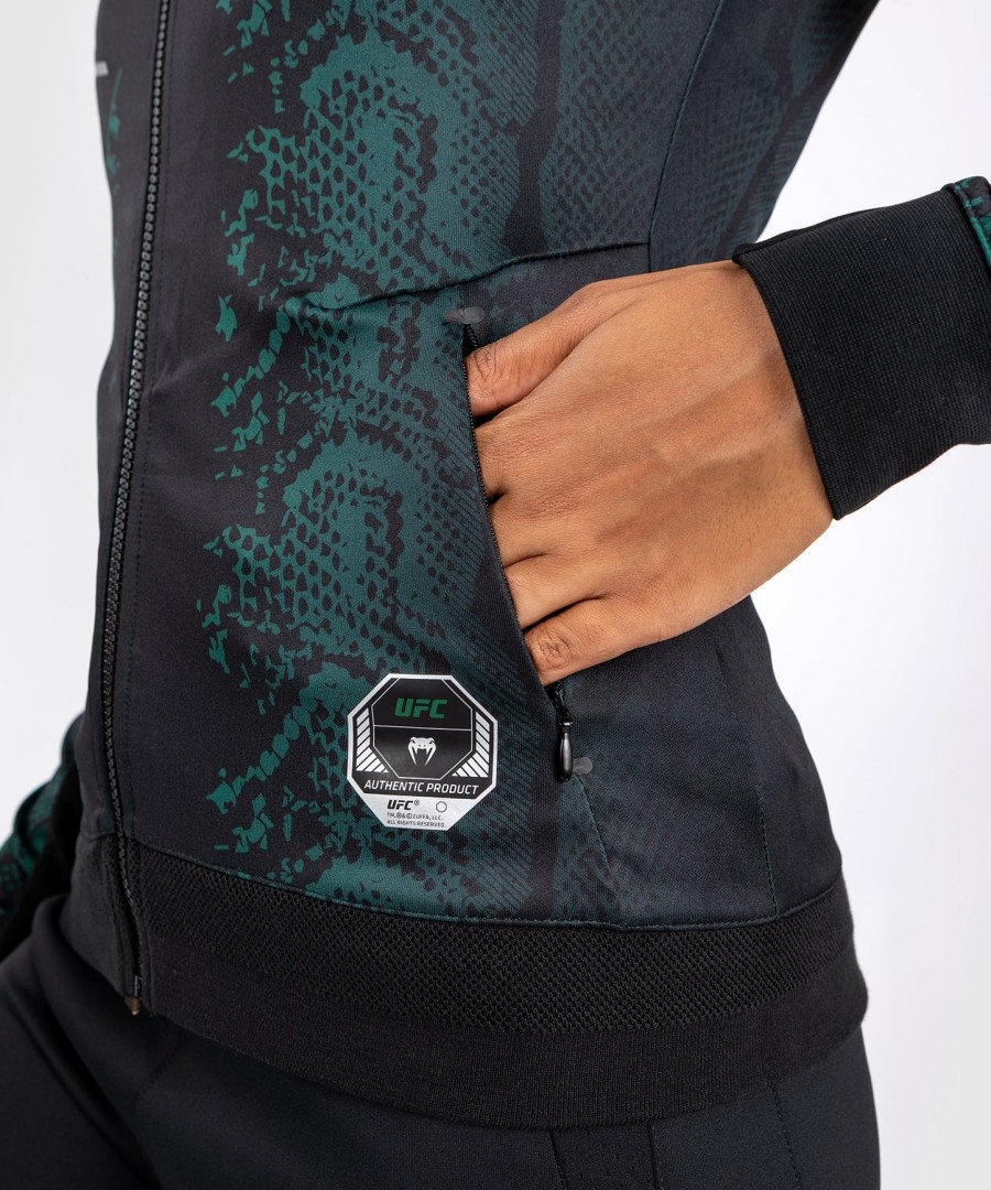 ufc adrenaline by venum authentic fight night women walkout hoodie - emerald edition - groenzwart