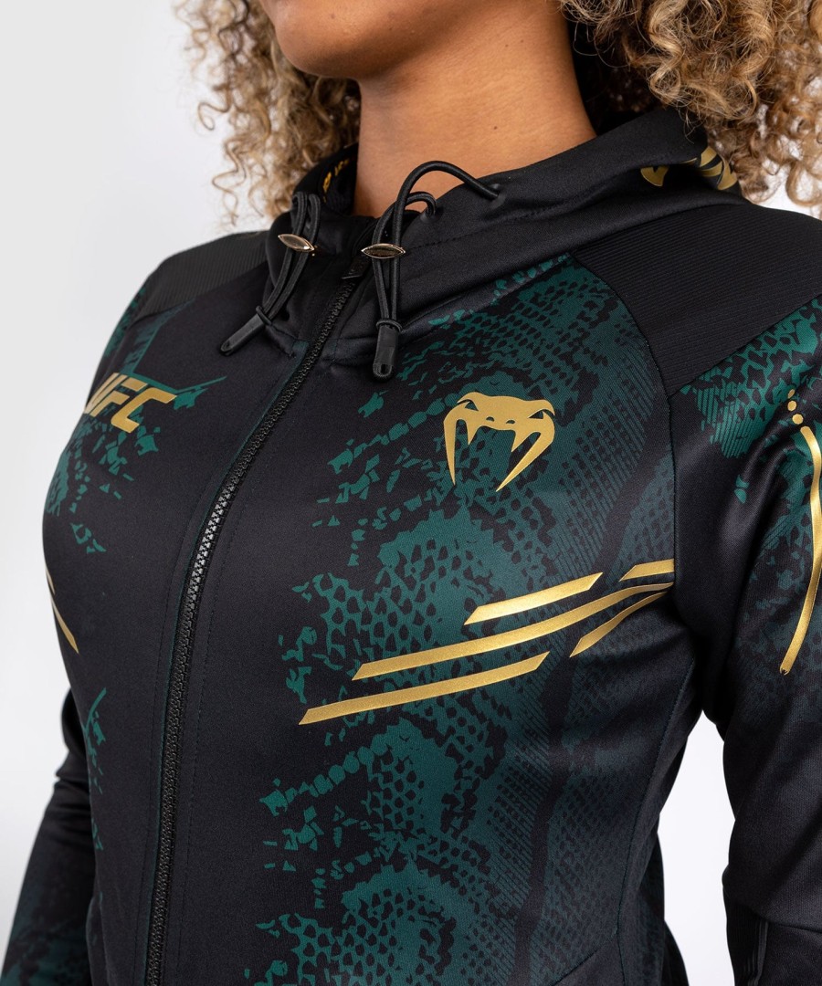 ufc adrenaline by venum authentic fight night women walkout hoodie - emerald edition - groenzwartgoud
