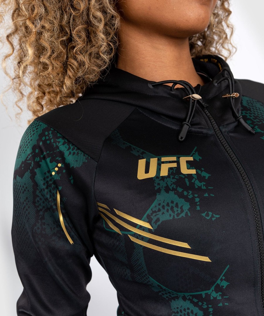 ufc adrenaline by venum authentic fight night women walkout hoodie - emerald edition - groenzwartgoud