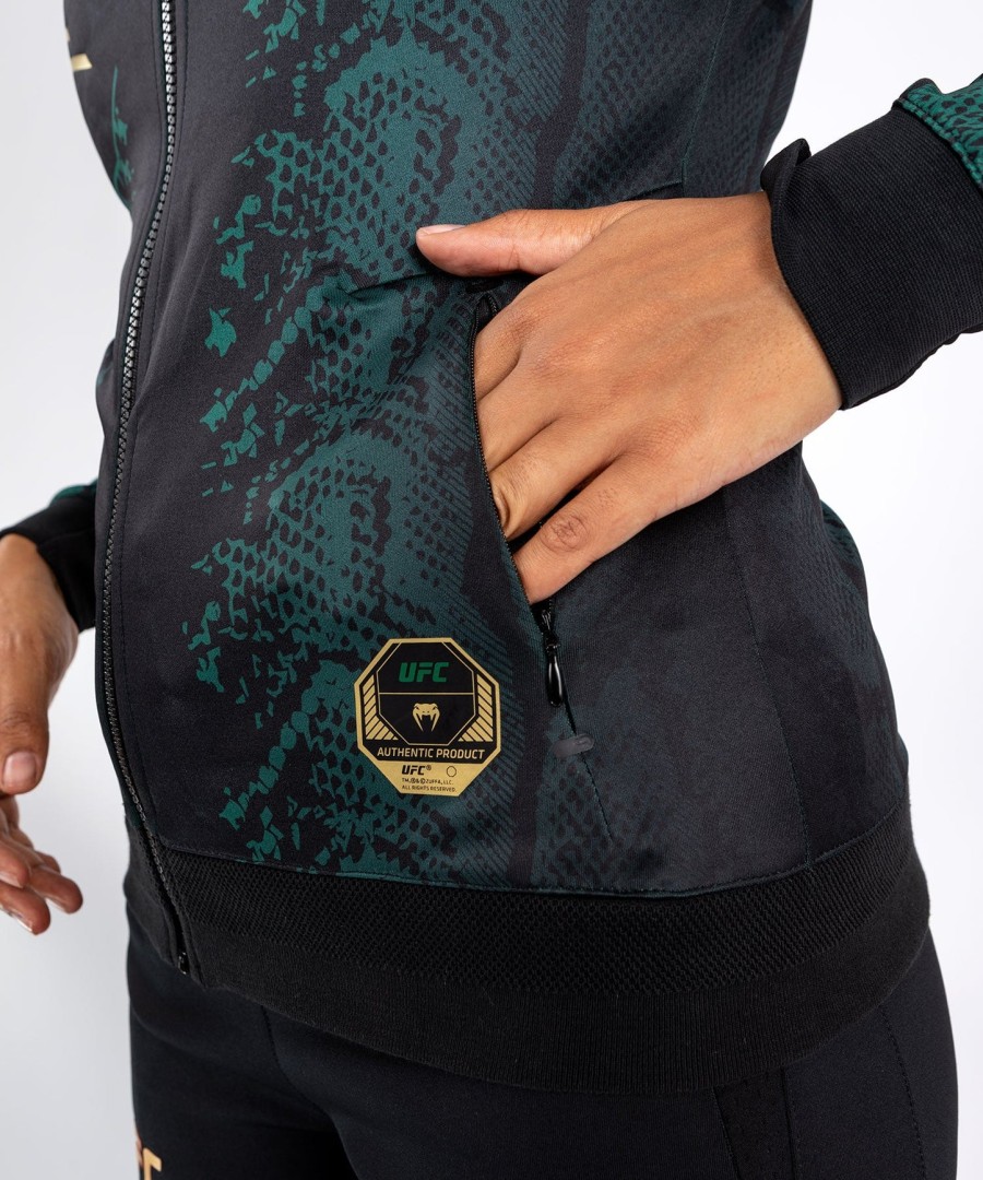ufc adrenaline by venum authentic fight night women walkout hoodie - emerald edition - groenzwartgoud