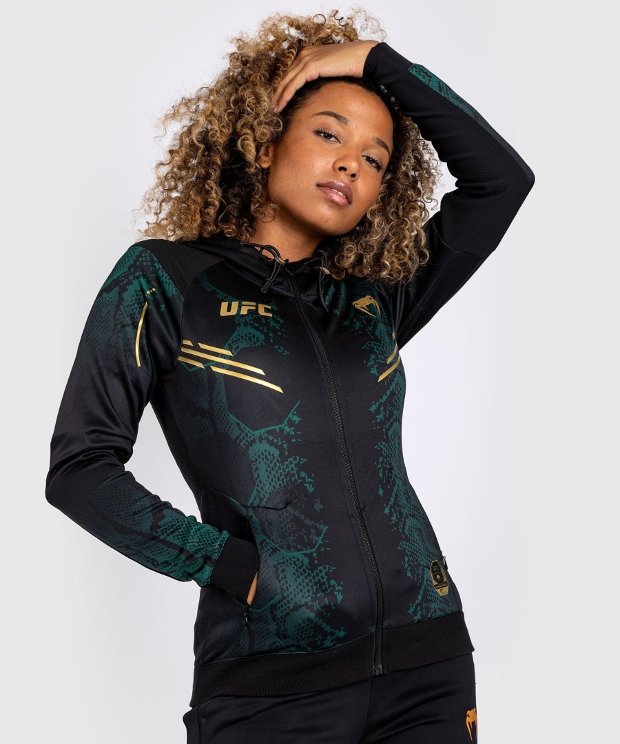ufc adrenaline by venum authentic fight night women walkout hoodie - emerald edition - groenzwartgoud