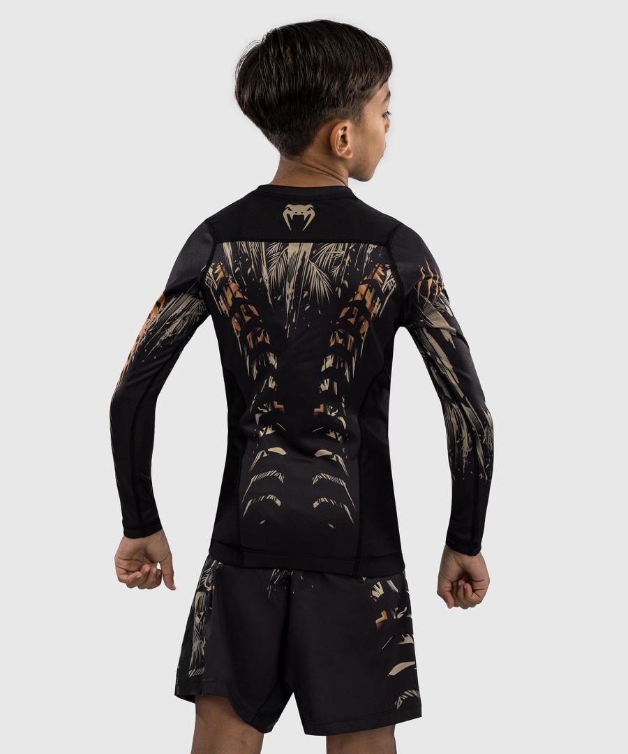 venum tiger kids rashguard met lange mouwen - zwartneonoranje