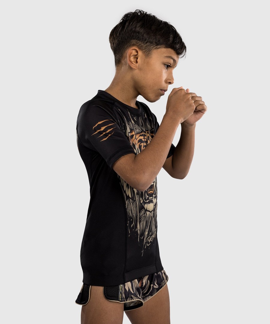 venum tiger kids rashguard met korte mouwen - zwartneonoranje