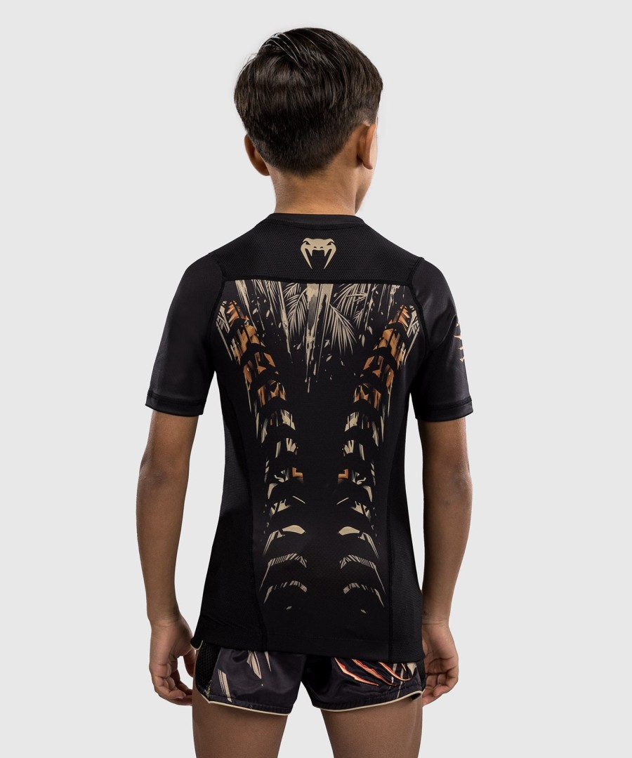 venum tiger kids rashguard met korte mouwen - zwartneonoranje