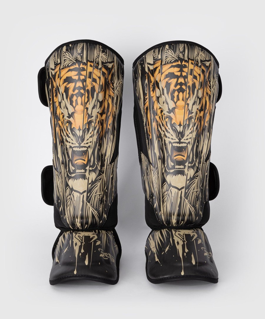 venum tiger scheenbeschermers - zwartneonoranje