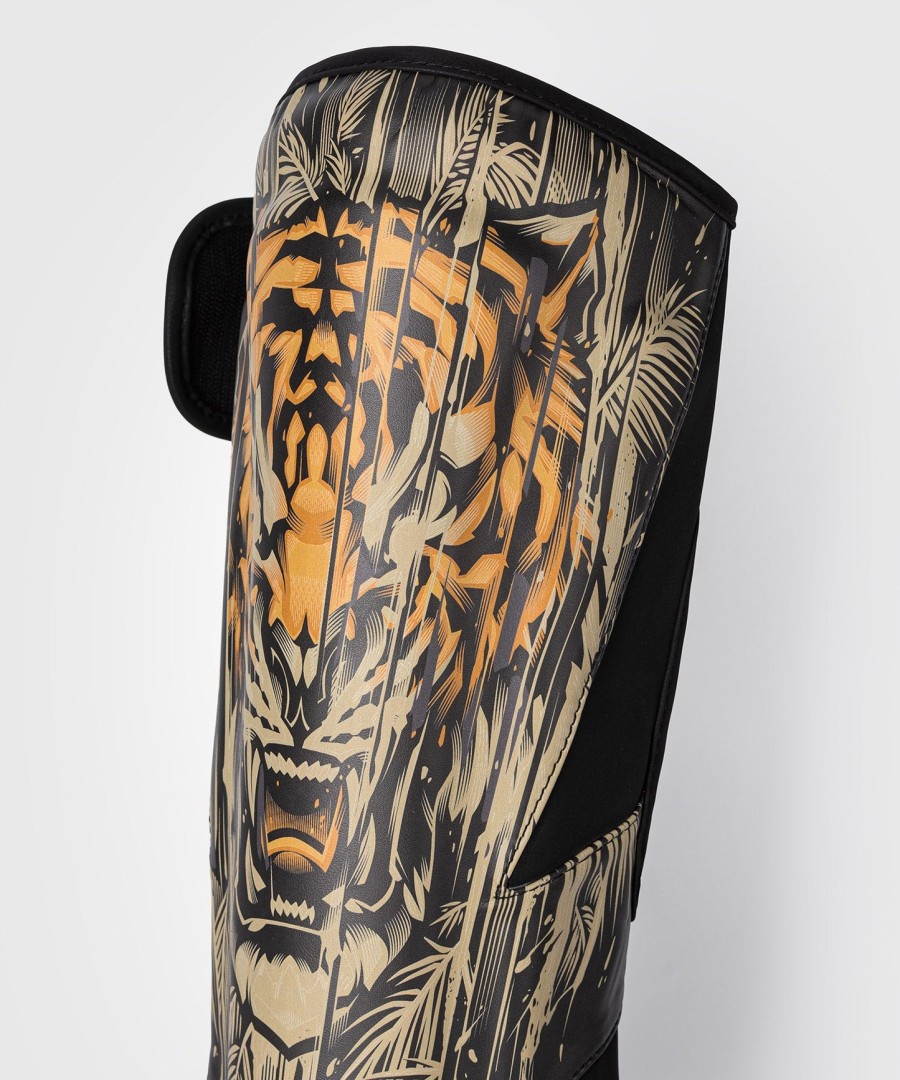 venum tiger scheenbeschermers - zwartneonoranje